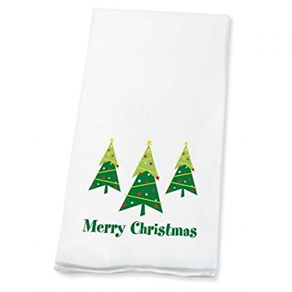 Lillian Vernon Merry Christmas Trees Linen-Like Disposable Hand Towels (Set of 100), 50% Cotton 50% Paper Blend, 13