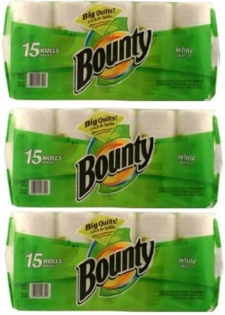 Bounty Paper Towels, White, 15-Count Package (Pack of 3)
