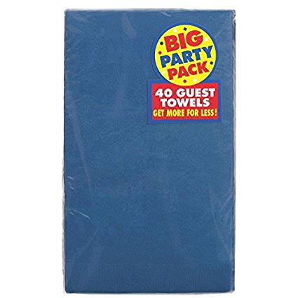 Amscan 63215.74 Big Party Pack Durable Guest Towels Tableware (40 Pack), Blue; 4 1/2 x 7 3/4