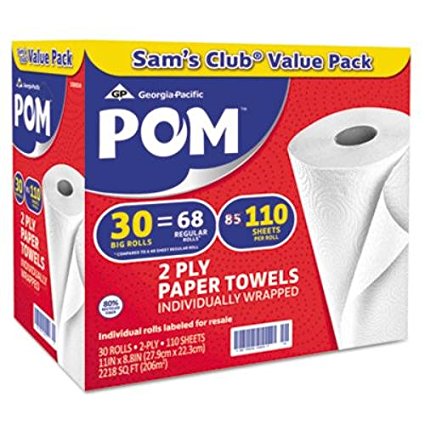 Paper Towel, 8 7/8 x 11, White, 2-Ply, 110/Roll, 30 Rolls/Carton, Sold as 1 Carton