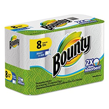 Bounty Select-a-Size Perforated Roll Towels, 2-Ply, White, 6 x 11, 70/Roll - Includes eight per pack.