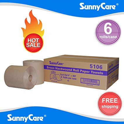 SunnyCare #5106 Brown One-Ply Hard Wound Paper Roll Towels 8