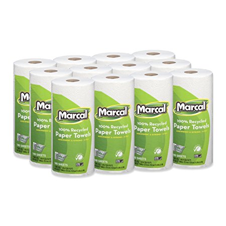 Marcal Paper Towels U-Size-It Sheets 2 Ply 140 Sheets Per Roll 100% Recycled - 12 