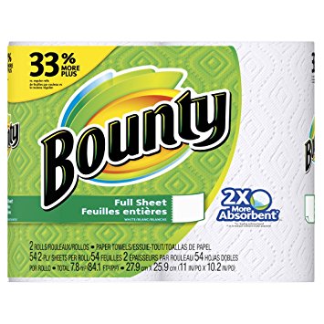 Bounty Bounty paper towels, white, 2 big rolls = 33% more sheets, 2 Count