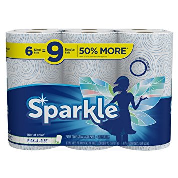 Sparkle Paper Towels with Hint of Color, 6 Count (Packaging May Vary)