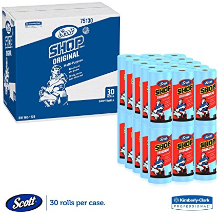 Scott Shop Towels, Roll 10 2/5 x 11, Blue (55 Sheets/Roll, 30 Rolls/Carton)