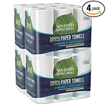 Seventh Generation Paper Towels, 100% Recycled Paper, 2-ply, 6-Count (Pack of 4)