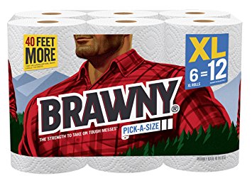 Brawny Paper Towels, Pick-A-Size, 6 XL Rolls, 6 = 12 Regular Rolls