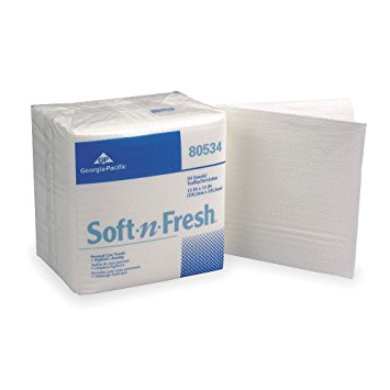 Georgia-Pacific 80534 White, 50 Count Disposable Soft-n-Fresh Patient Care Wash Cloths-13 x 13