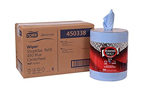 Tork Advanced 450338 ShopMax Wiper 450, Centerfeed Refill, 1-Ply, 9.9