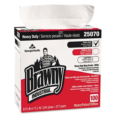 Brawny Industrial 25070CT Heavy Duty Shop Towels, 9 1/8 x 16 1/2, 100/Box, 5/Carton