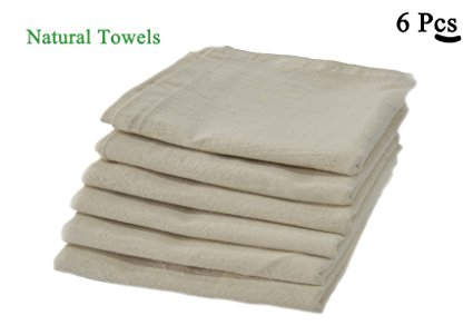 100% Premium Cotton flour sack towels - Natural. Pack of 6 ( 28 x 28 ) inches. Embossed effect on towels for High water absorbency. Easy wash and quick dry. The multi - purpose towel. Durable.