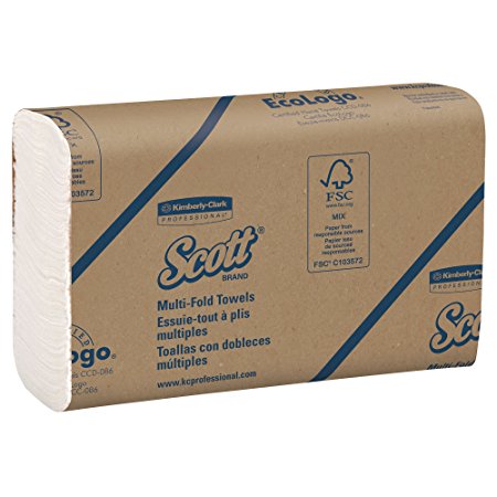 Scott Multifold Paper Towels (03650) with Fast-Drying Absorbency Pockets, White, 250 Multifold Towels/Pack, 12 Packs/Convenience Case