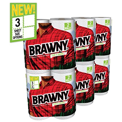 Brawny Paper Towels, Tear-A-Square Sheets Strong and Absorbent, White, 12 Count